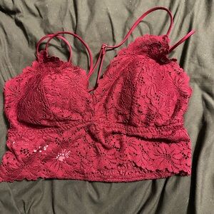 PINK Victoria's Secret Lace Bralette in Deep Red
